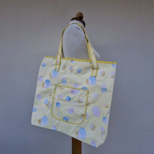 Beach bag like new, blue and yellow, plastic lining