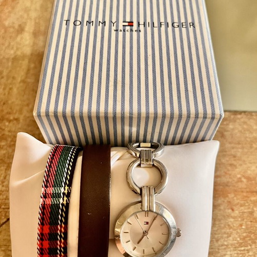 Tommy Hilfiger women's watch with three straps, like new, silver