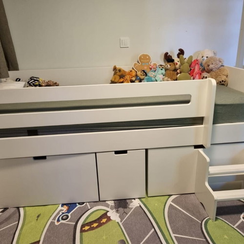 Single kids bed with storage cupboards 90x200
