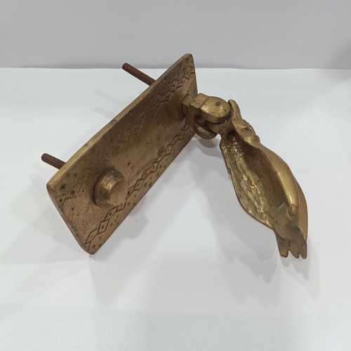 Vintage Solid Brass Door Knocker 'Hand of Fatima' with Relief Plate