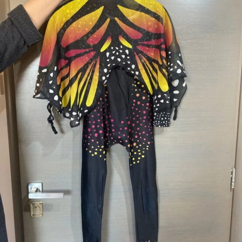 Handmade Rhythmic Gymnastics Leotard with Butterfly Scarf, Like New, Age 10-13