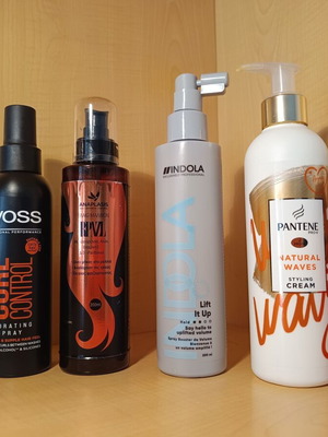 Hair care set used with 6 products including Apivita, Pantene, Indola