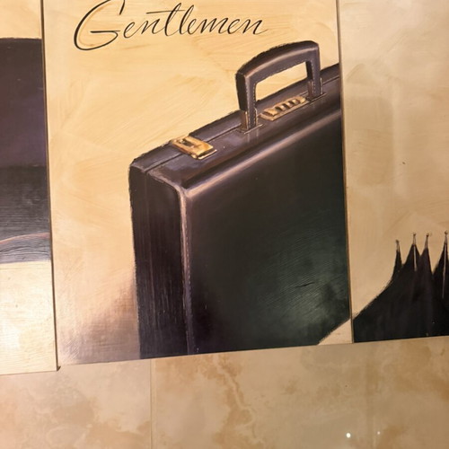 Gentleman vintage style canvas wall art set