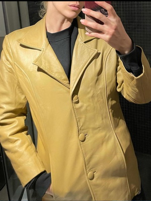 Leather jacket vintage new, size S/M, mustard color