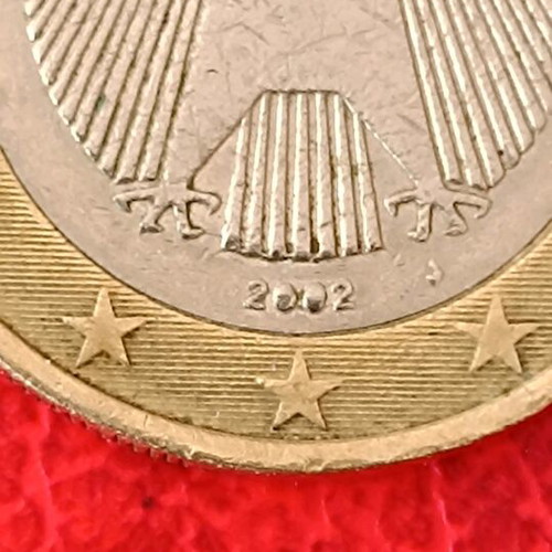 Germany 1 euro coin 2002 used with error on 2002