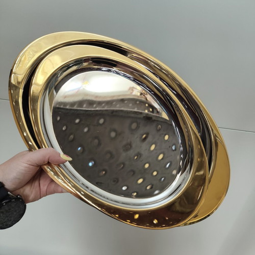 Set of 2 Oval 24K Gold Plated Trays new, unused