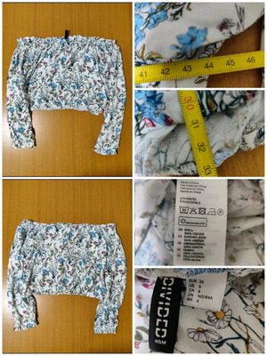 H&M Women's Top S White Floral Print Like New