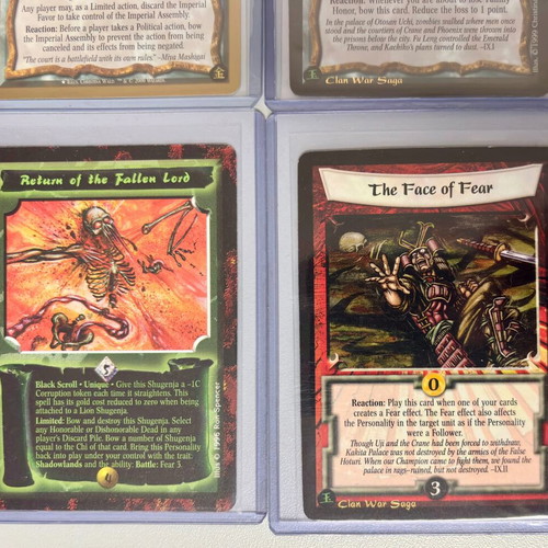 Legend Of The Five Rings 4 cards used, 1996-2000 lot