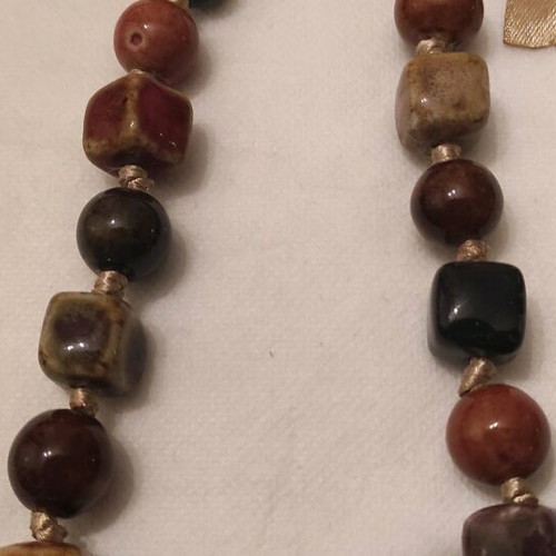 Necklace with ceramic beads used, handmade from the 80s