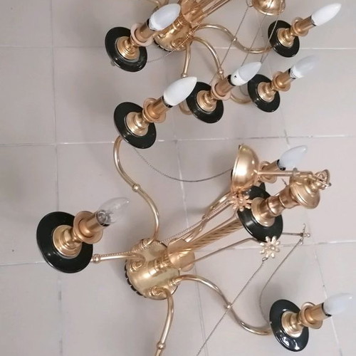 Set of 2 brass ceiling lights in gold and black