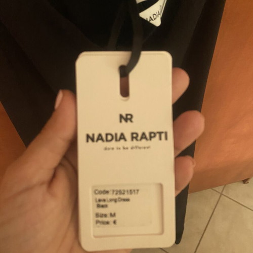 Black fitted backless dress with slit by Nadia Rapti new