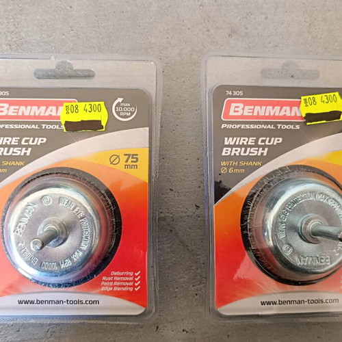 Benman wire cup brushes set of 2 new for drill