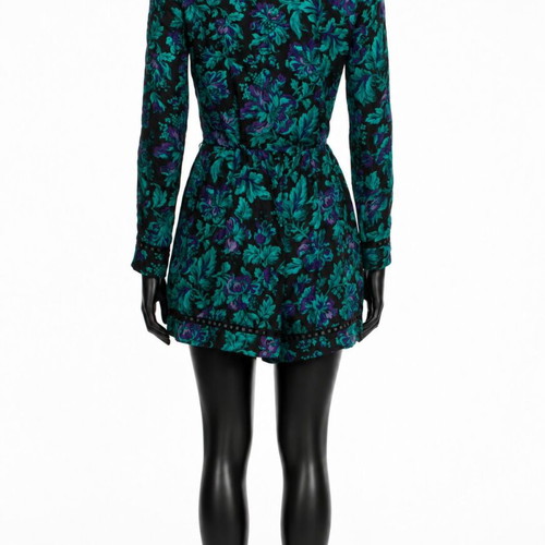 Zimmermann Silk Romper like new, black floral print, size XS