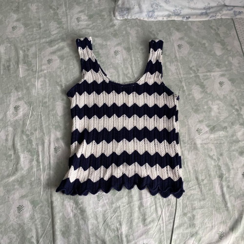 Vintage crochet top 90s Y2K white blue new