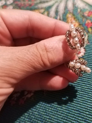 Steel earrings new with pearls and hoops