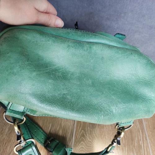 Vintage backpack green genuine leather used