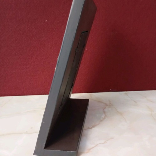 Photo frame with dark brown leatherette like new