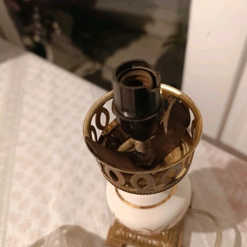 Antique table lamp used with metal elements