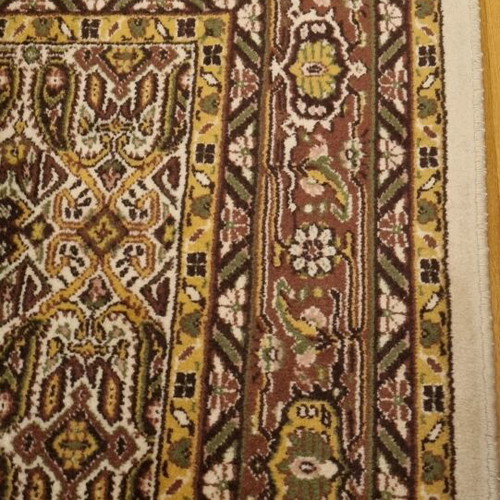 Wool rug authentic used with small patch and missing fringes 3x2.15