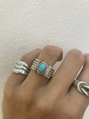 Vintage 925 Silver Ring with Natural Turquoise Stone, Boho Southwestern Style