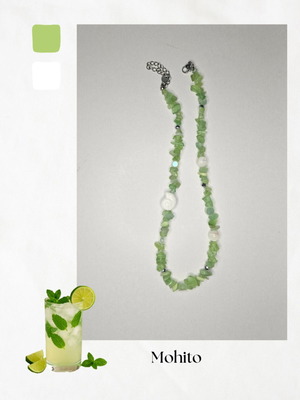 Mohito cocktail handmade necklace with ceramic fish and steel clasp