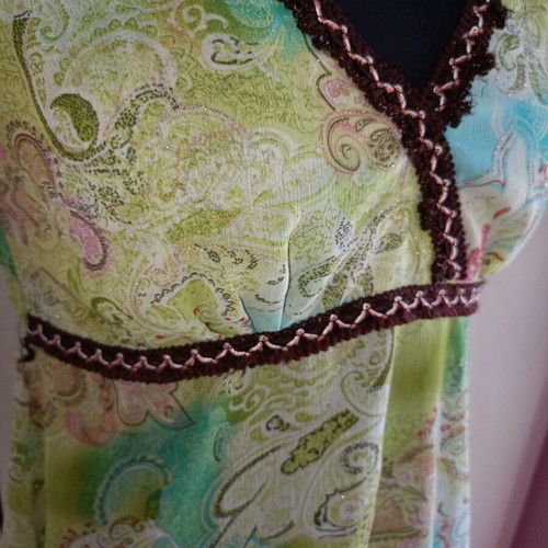 Fairy mesh top used, green shades, size M-L