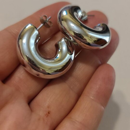 Earrings silver hoop made of stainless steel new