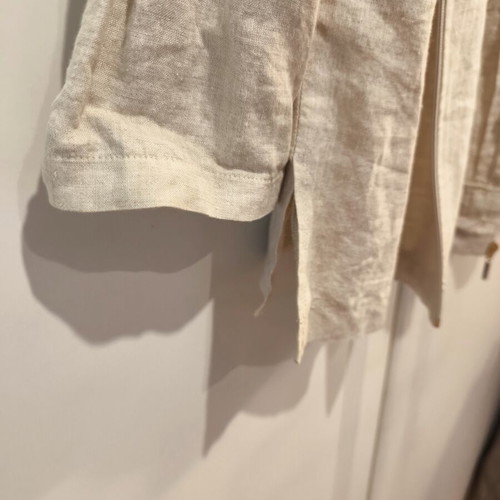 Leonard's linen suit with hood and lace, beige