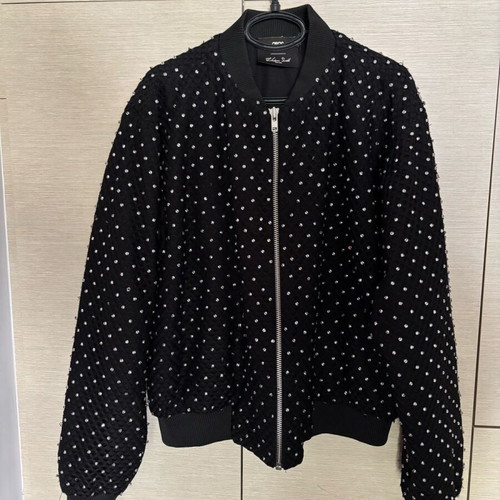 Bomber jacket Embellished black with silver details ASOS like new, size L
