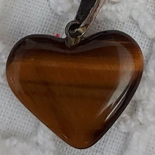 Tiger Eye Heart Pendant like new, brown and silver