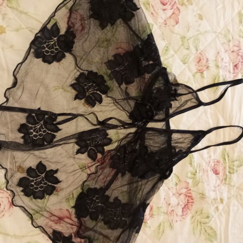 Black Babydoll Milena by Paris new, lace floral pattern