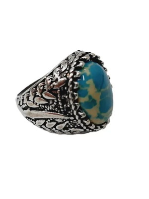 Men's Vintage Ring with Turquoise and Silver Plating new