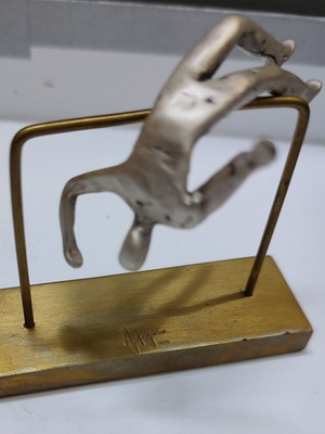 High Jump Miniature in 925 Silver with Bronze Base new