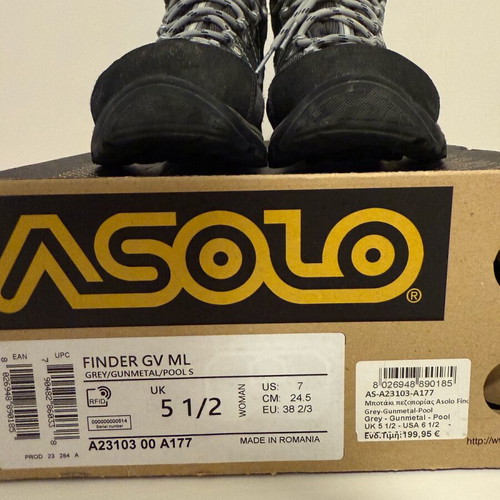 Asolo Finder GV ML Grey-Gunmetal-Pool hiking boots like new, size 38.5