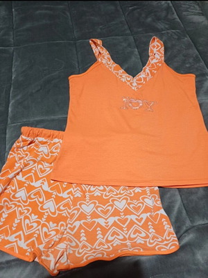 Pajama set used, summer, size L, white and orange