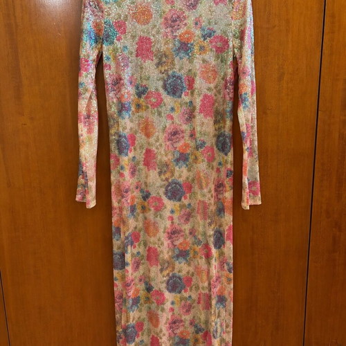 ZARA maxi dress with sequins and floral print, size S