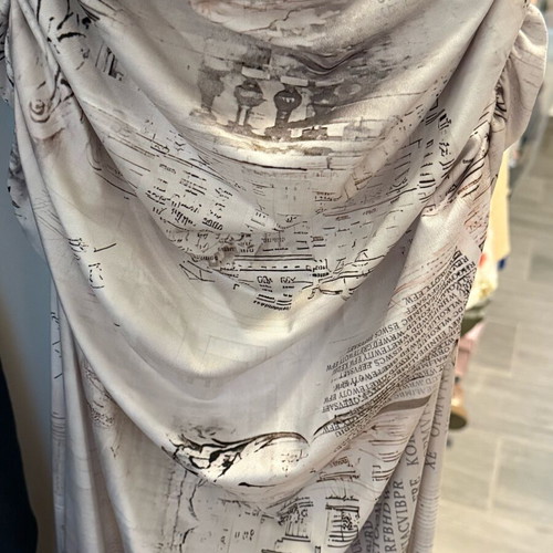 New white newspaper print bodycon maxi dress one size