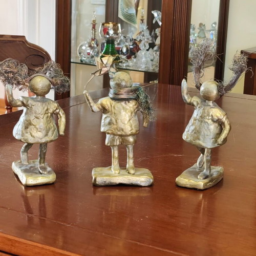 Handmade bronze sculptures, set of 3