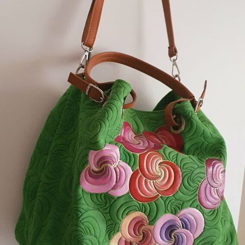 Genuine leather bag new, colorful, hand-painted design, handheld