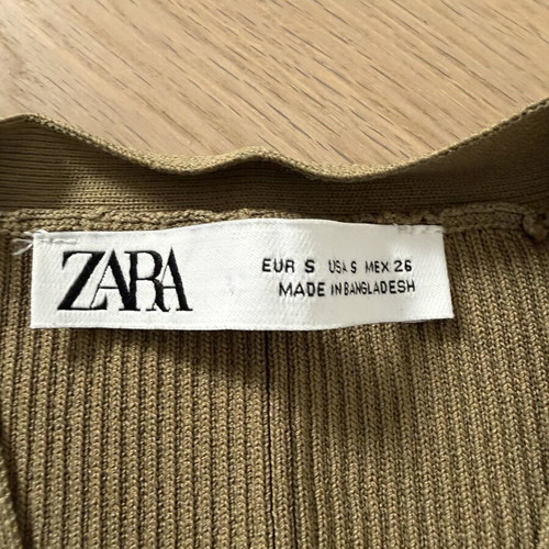 Zara long-sleeve top with buttons, khaki