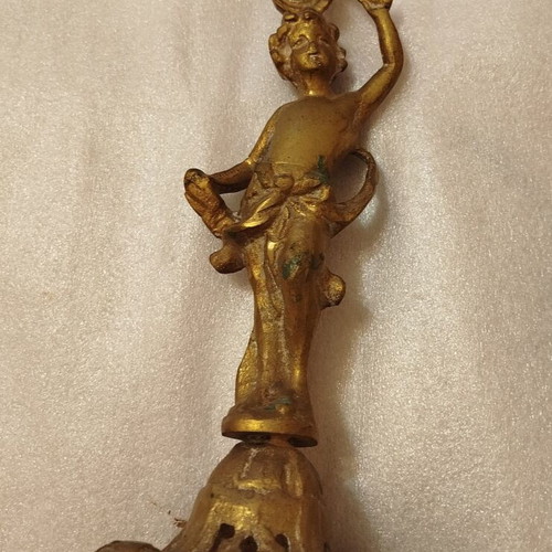 Vintage brass candlestick used, 35 centimeters