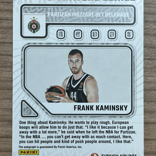 Panini Donruss Euroleague Basketball Signature Series Frank Kaminsky autograph 2023-24 like new