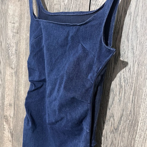 Denim dress with square neckline, blue, size S