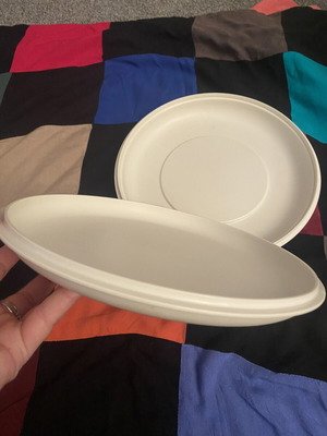 Tupperwear vintage plate with cover used, microwave dish