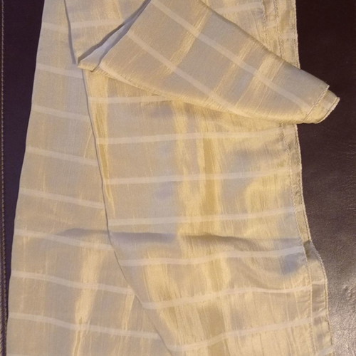 Women's long silk scarf used, beige soufli fabric