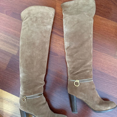 Sergio Rossi brown suede knee-high boots used in perfect condition size 39