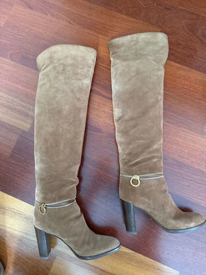 Sergio Rossi brown suede knee-high boots used in perfect condition size 39