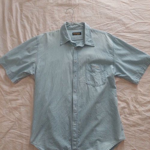 Wrangler short sleeve denim shirt XL, light blue