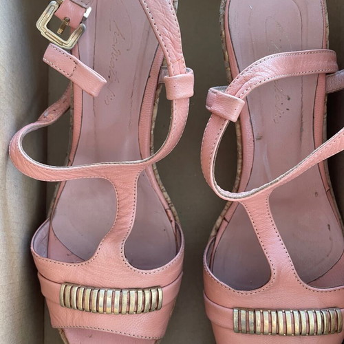 Chaniotakis leather platform sandals, pink, size 37