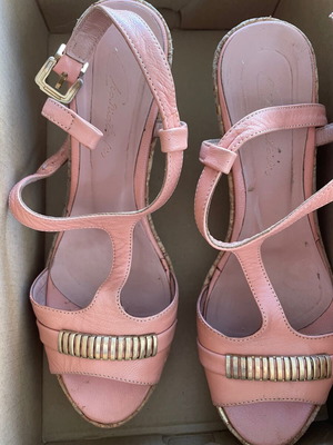Chaniotakis leather platform sandals, pink, size 37